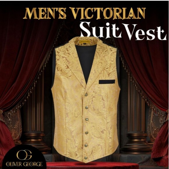 Oliver George Gold Victorian Steampunk Waistcoat Vest Size Large (44R) NWT - Picture 6 of 8